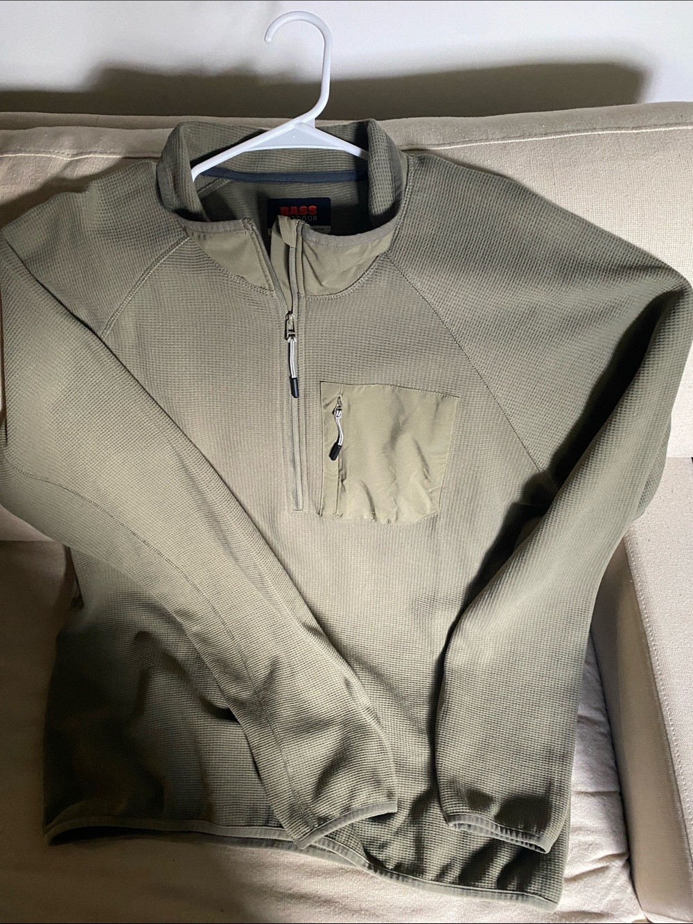 Bass Men's Olive Green Half-Zip Pullover Sweater